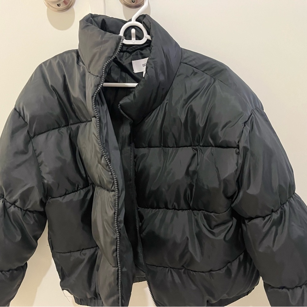bp size small black puffer coat